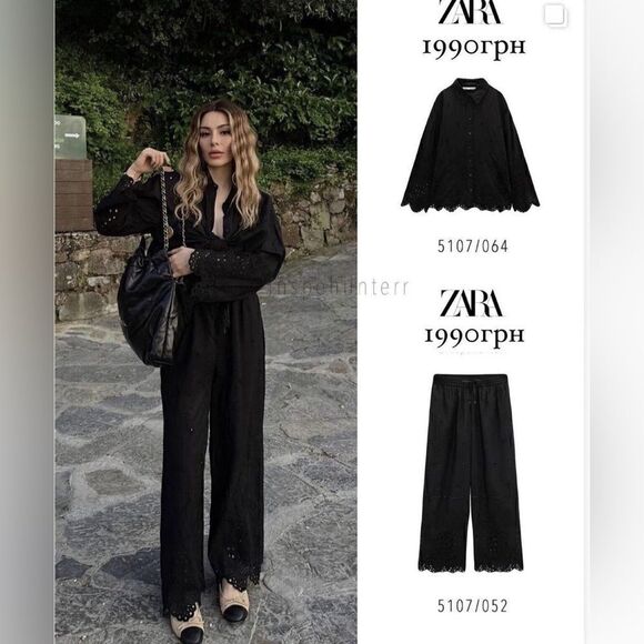 ZARA OPENWORK EMBROIDERY BEADED PANTS